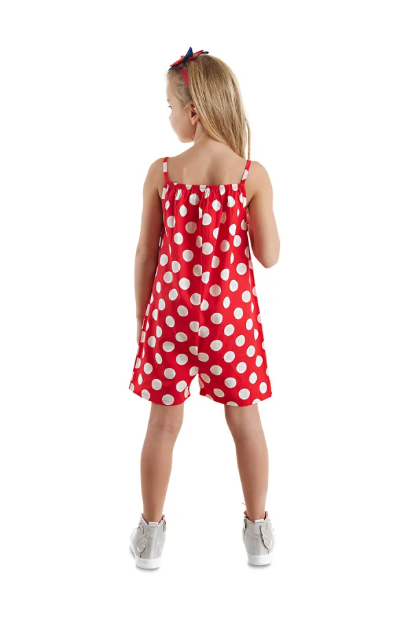 Red Polka Dot Girl's Woven Jumpsuit