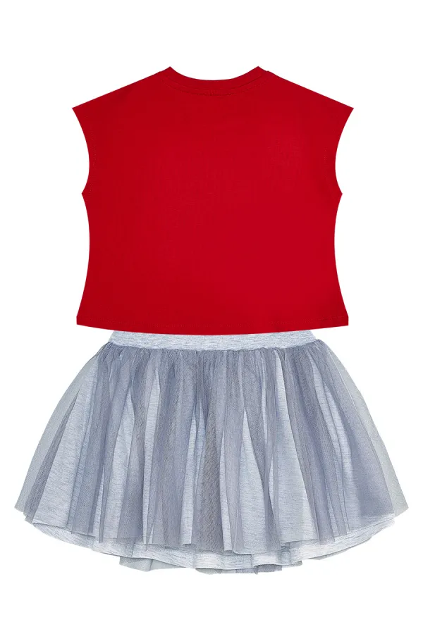 Ensemble T-shirt et jupe tutu en tulle « Meilleurs chats amis » pour fille