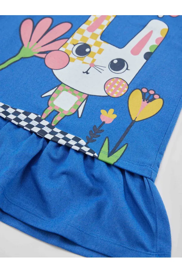 Robe bleue à carreaux pour fille