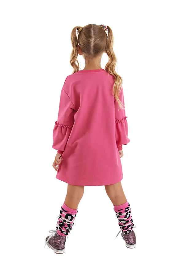 Robe rose léopard zèbre pour fille