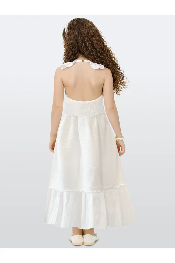 Robe blanche texturée pour fille