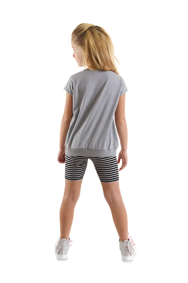 Elegant Unicorn Girl's Grey and Black Tunic and Leggings Set