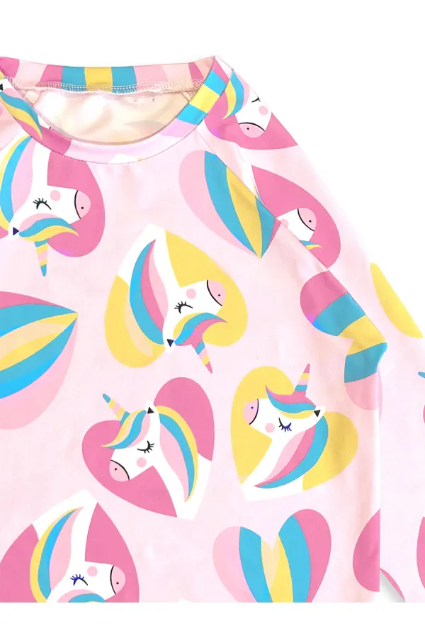 UV Korumalı Unicorn Kız Çocuk Mayo T-shirt