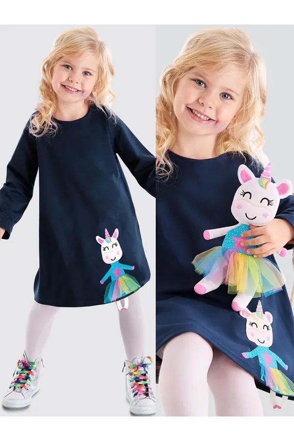 Robe bleu marine Lilycorn pour fille