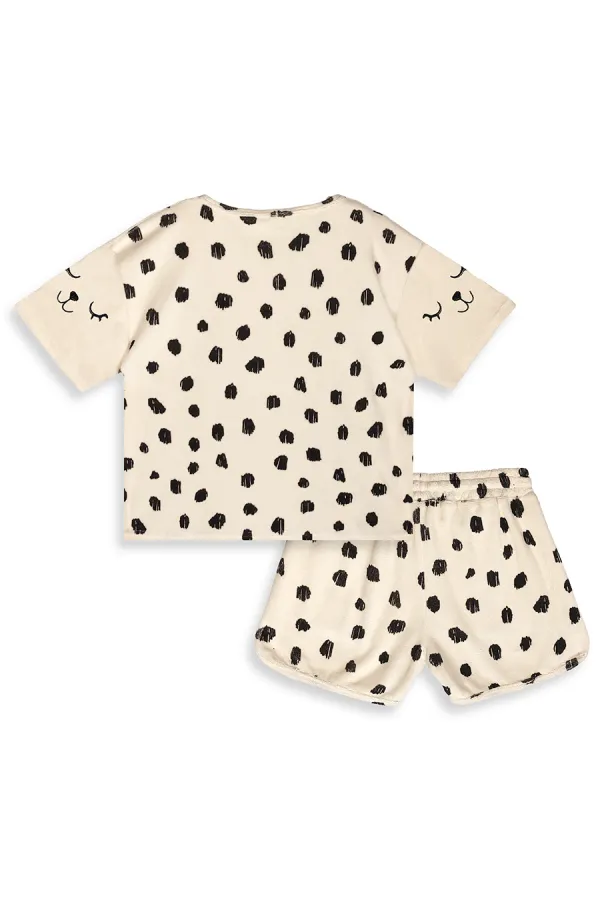 Ensemble short et t-shirt en éponge à imprimé léopard pour fille