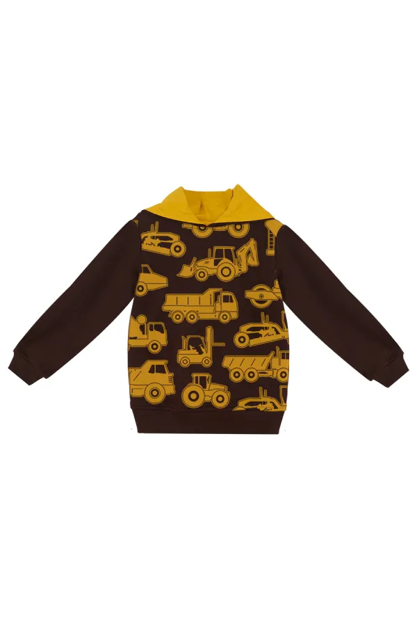 Ensemble de survêtement garçon sur le thème des engins de chantier