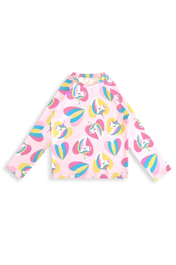 UV Korumalı Unicorn Kız Çocuk Mayo T-shirt