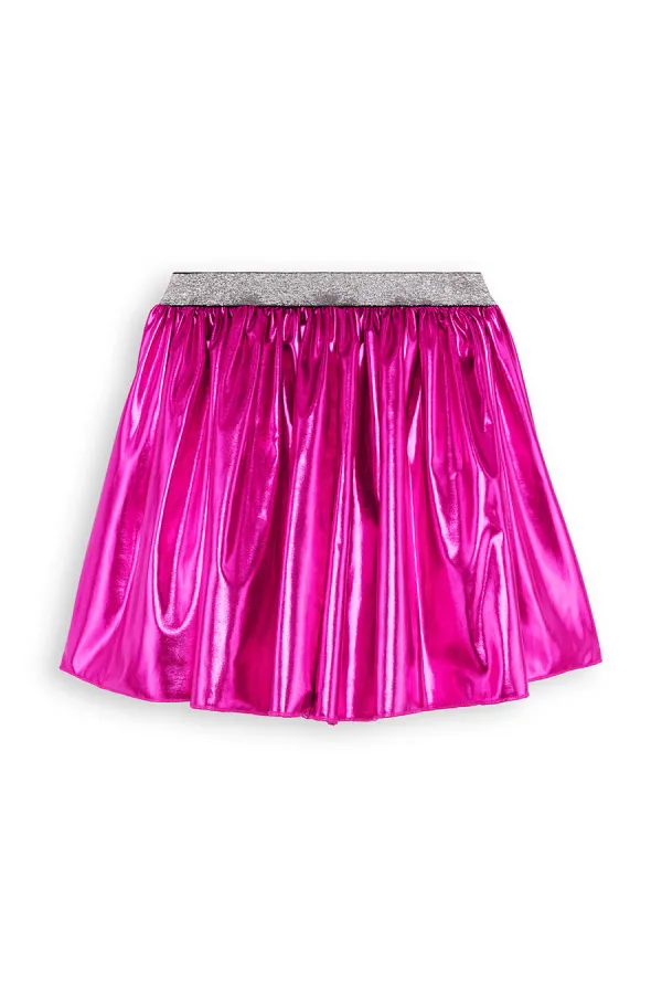 Girl's Dark Pink Metallic Shiny Skirt