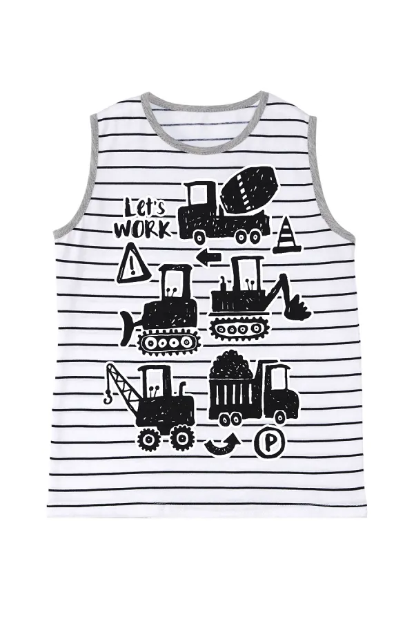 İnşaat Aracı Erkek Çocuk T-shirt Kapri Şort Takım