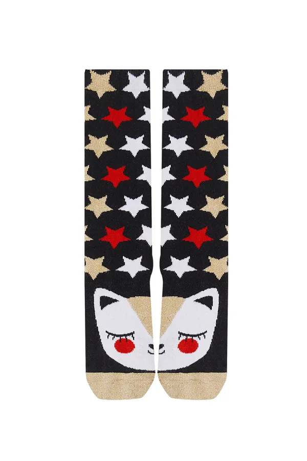 Glittery Cat Girl's Socks