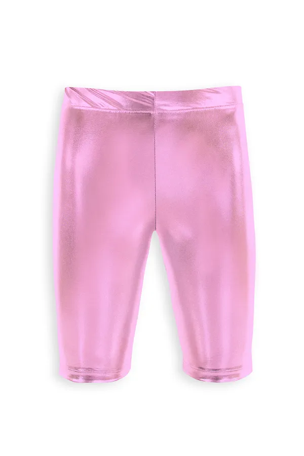 Kız Çocuk Diz Üstü Pembe Parlak Tayt