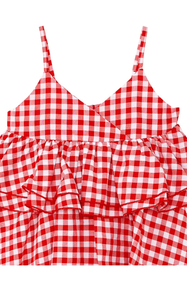 Robe à carreaux rouges pour fille chat de mer