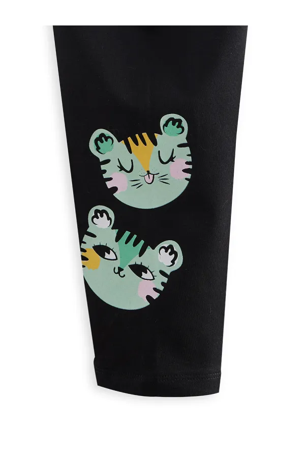 Puanlı Kaplan Kız Çocuk T-shirt Tayt Takım