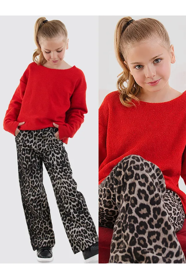 Crop Top Kız Çocuk Kırmızı Sweat