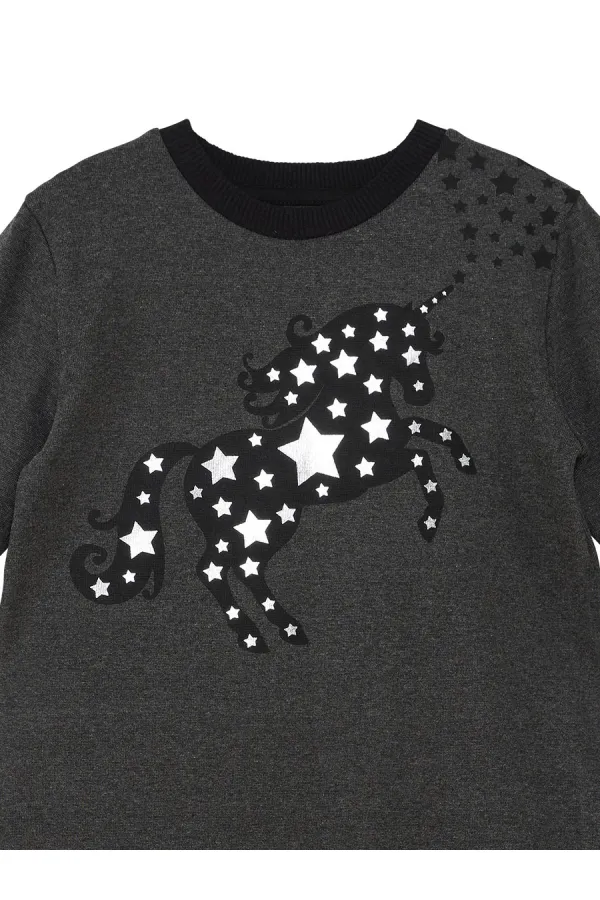 Robe fille Licorne Étoilée Anthracite