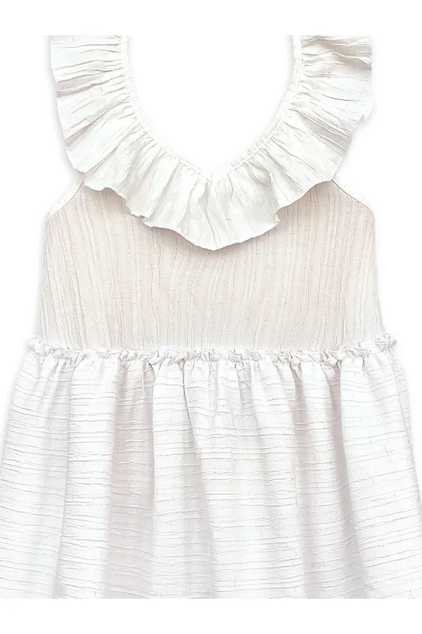 Robe blanche texturée pour fille