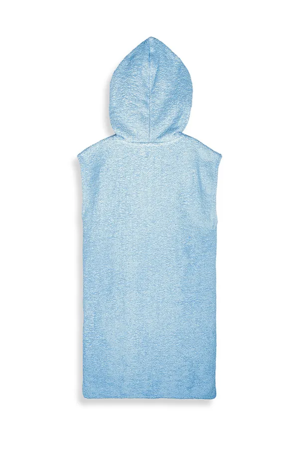 Mavi Kapüşonlu Unisex Bornoz