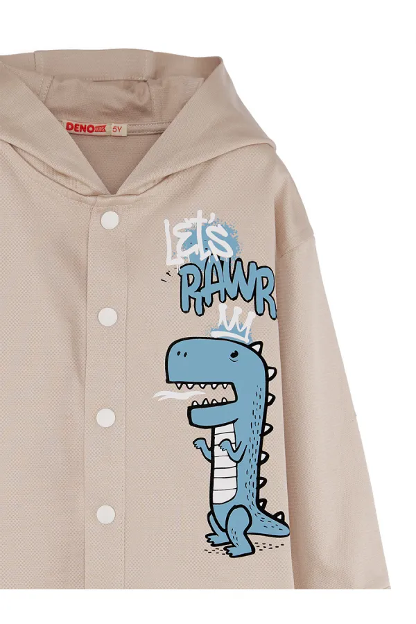 Dino Oversize Gabardine Boys' Shirt Jacket