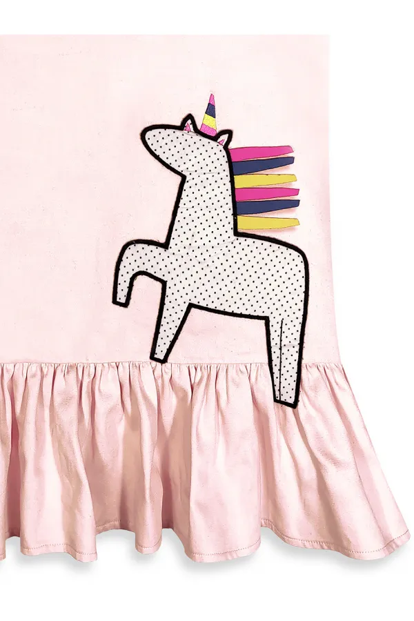Robe-chemise licorne à pois pour fille