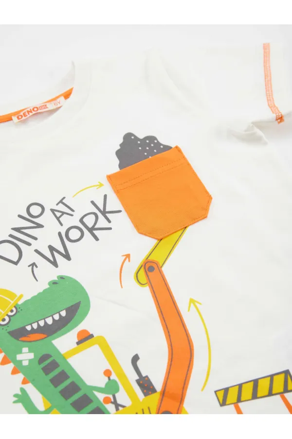 Dino At Work Boys' T-shirt and Capri Shorts Set
