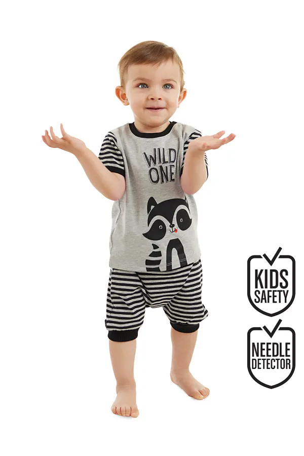 Rakun Erkek Bebek T-shirt Kapri Şort Takım