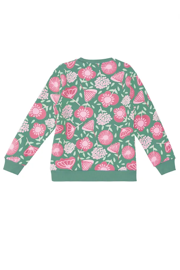 Ensemble de survêtement vert à fleurs roses pour fille