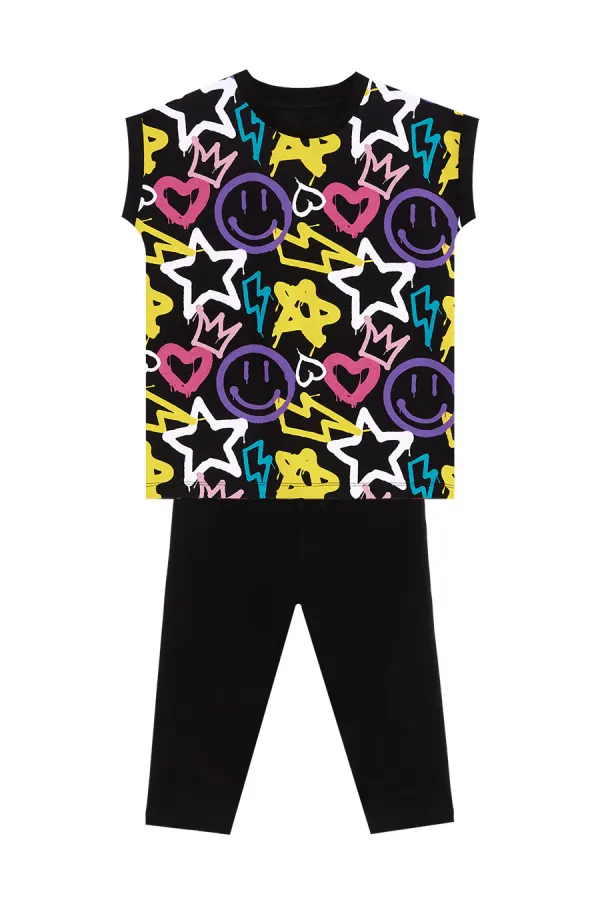 Ensemble T-shirt et legging style streetwear pour filles