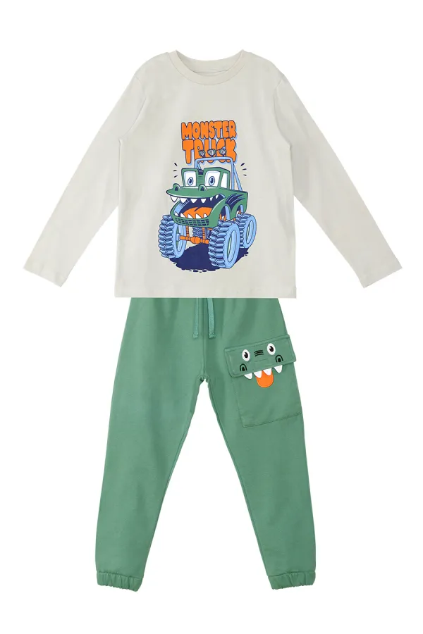 Canavar Kamyon Erkek Çocuk T-shirt Pantolon Takım