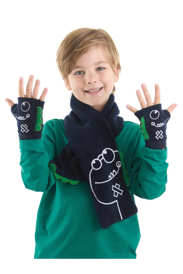 Tırtır Dino Erkek Çocuk Atkı - Eldiven Takım