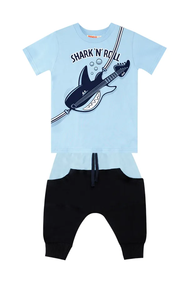 Shark'n Roll Erkek Çocuk T-shirt Kapri Şort Takım