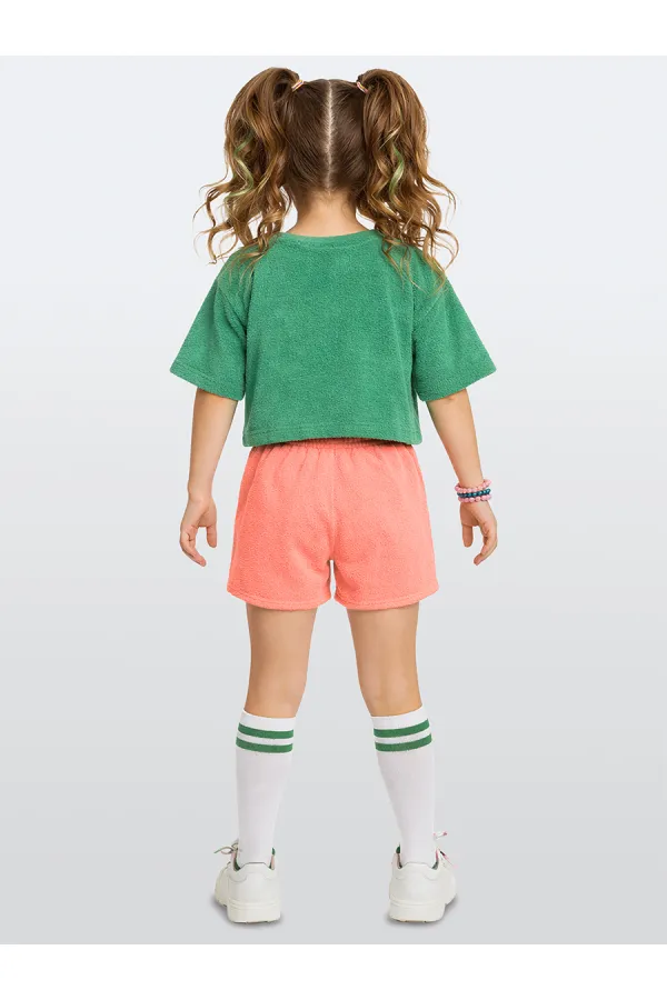 Unicorn Kız Çocuk Havlu Şort T-shirt Takım