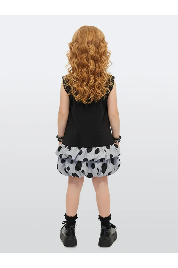 Puantiye Kedi Kız Çocuk Balon Elbise