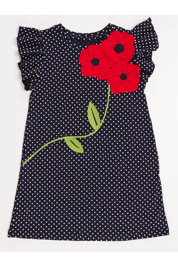 Robe à pois pour fille avec fleurs