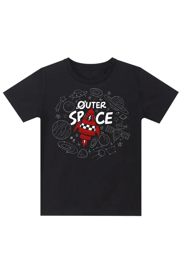Uzay Roketi Erkek Çocuk T-shirt Kapri Şort Takım