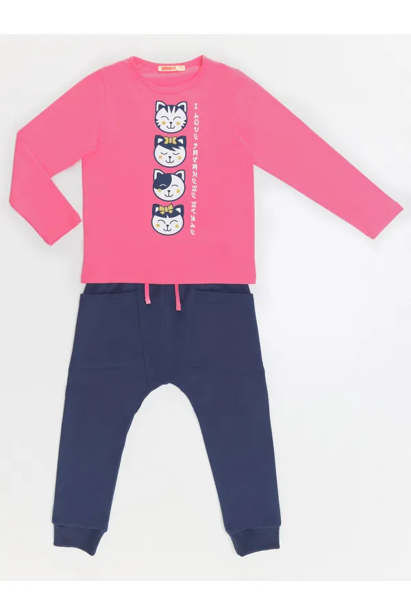 Japan Cats Kız Çocuk T-shirt Pantolon Takım Japan Cats Kız Çocuk T-shirt Pantolon Takım