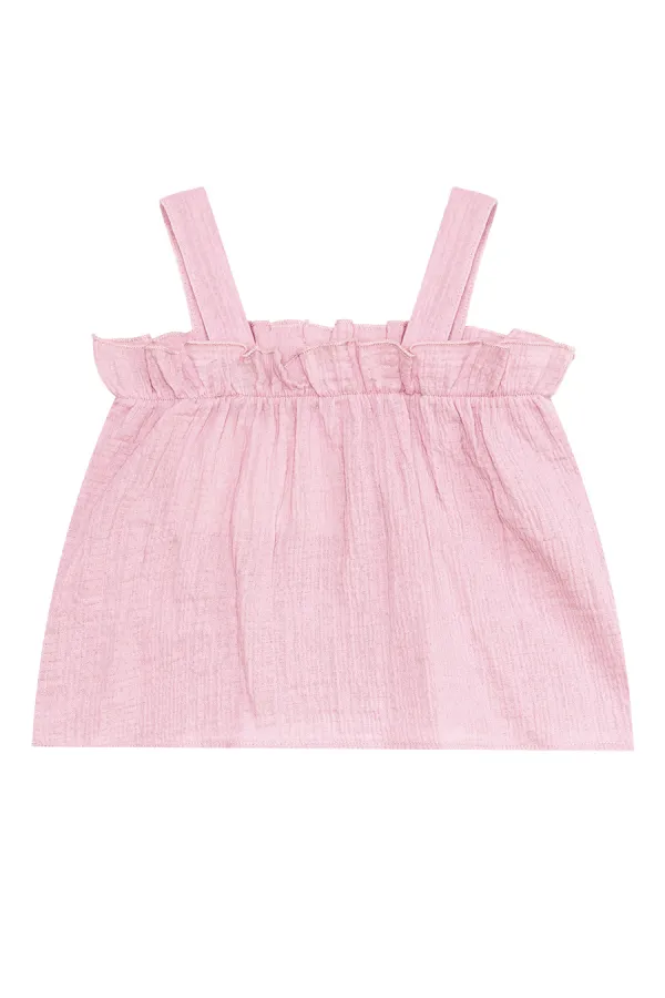 Baby Girl Pink Muslin Blouse and Shorts Set