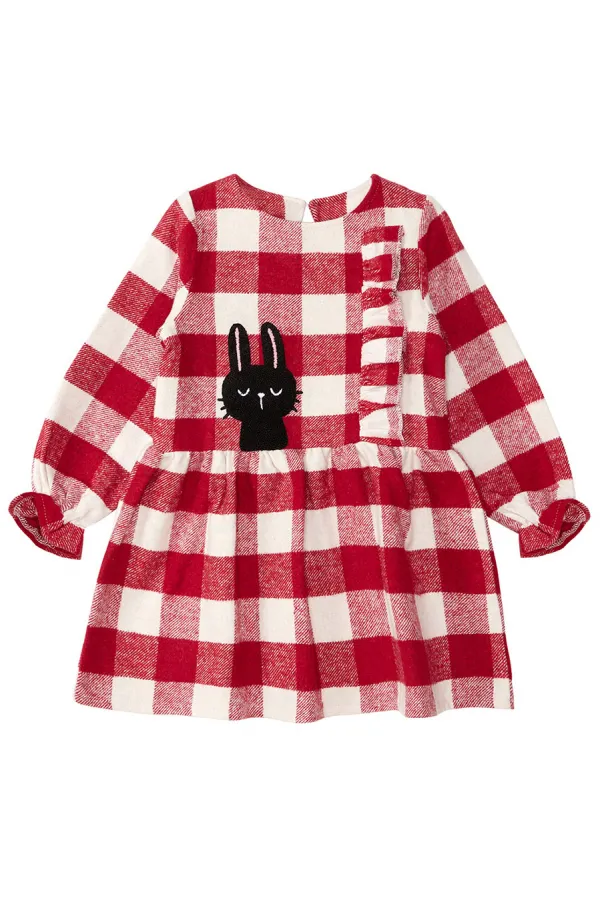Black Rabbit Plaid Girl's Dress