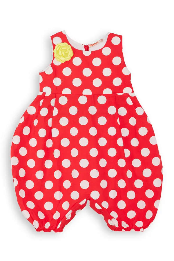 Red and White Polka Dot Girl's Balloon Jumpsuit
