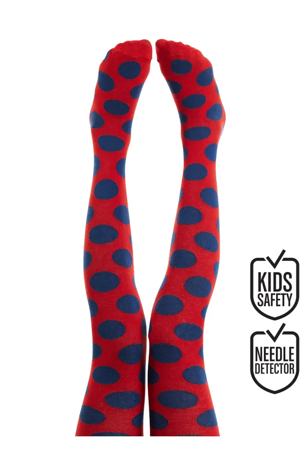 Puanlı Kız Çocuk Kırmızı Dantelli Çorap