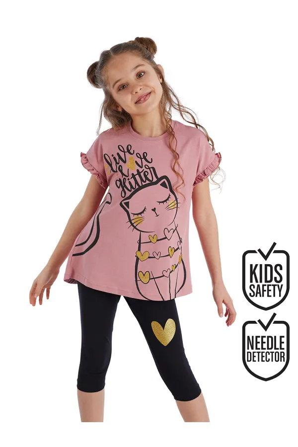 Love Cat Kız Çocuk T-shirt Tayt Takım