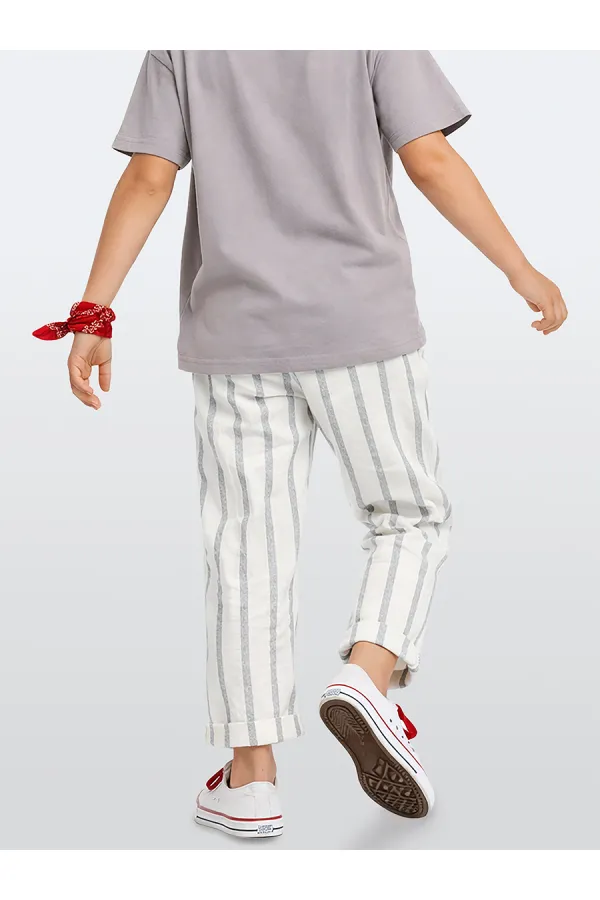 Pantalon rayé tissé simple