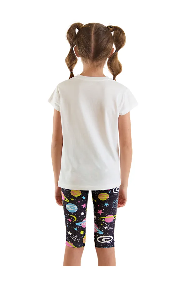 Uzayda Unicorn Kız Çocuk T-Shirt Tayt Takım