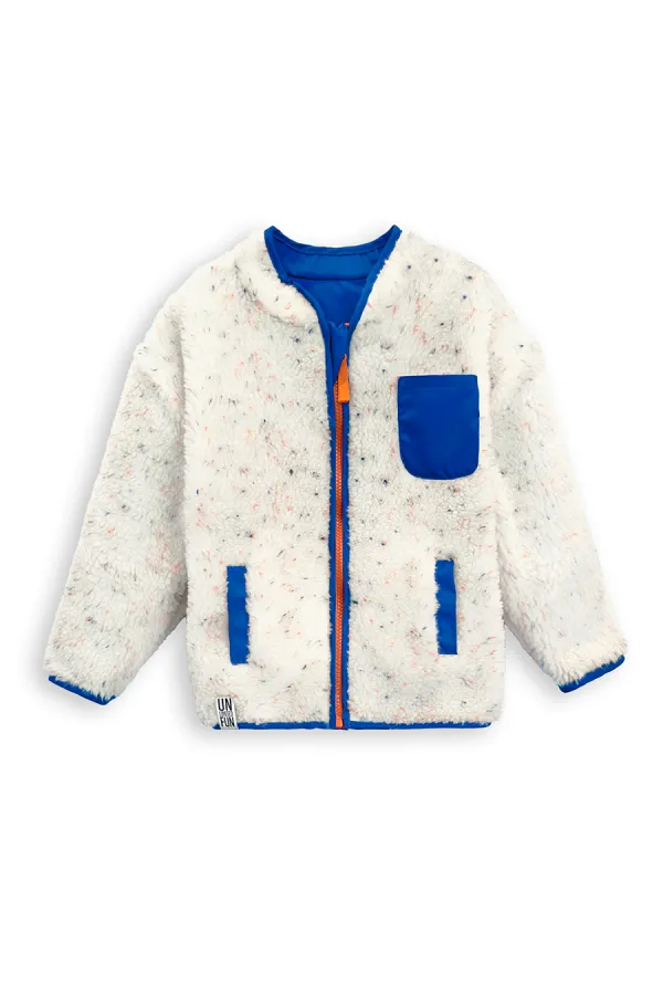 Beyaz Kız ve Erkek Çocuk Unisex Peluş Mont