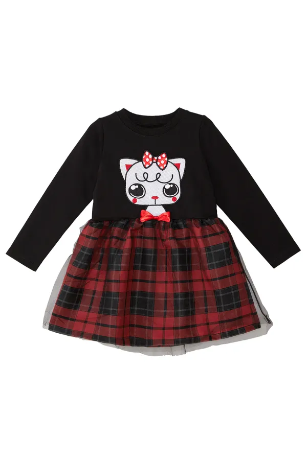 Robe de petite fille à motif chaton