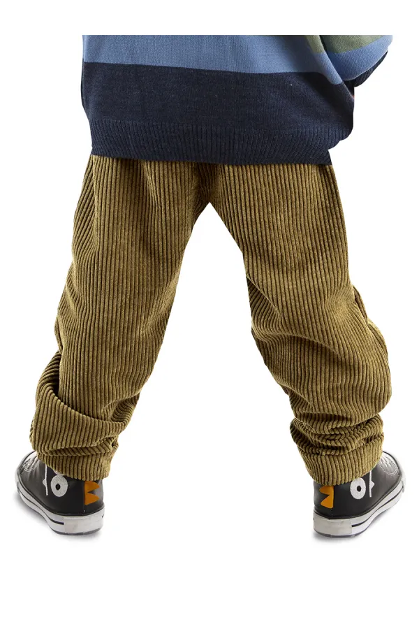 Fitilli Kadife Haki Erkek Çocuk Pantolon