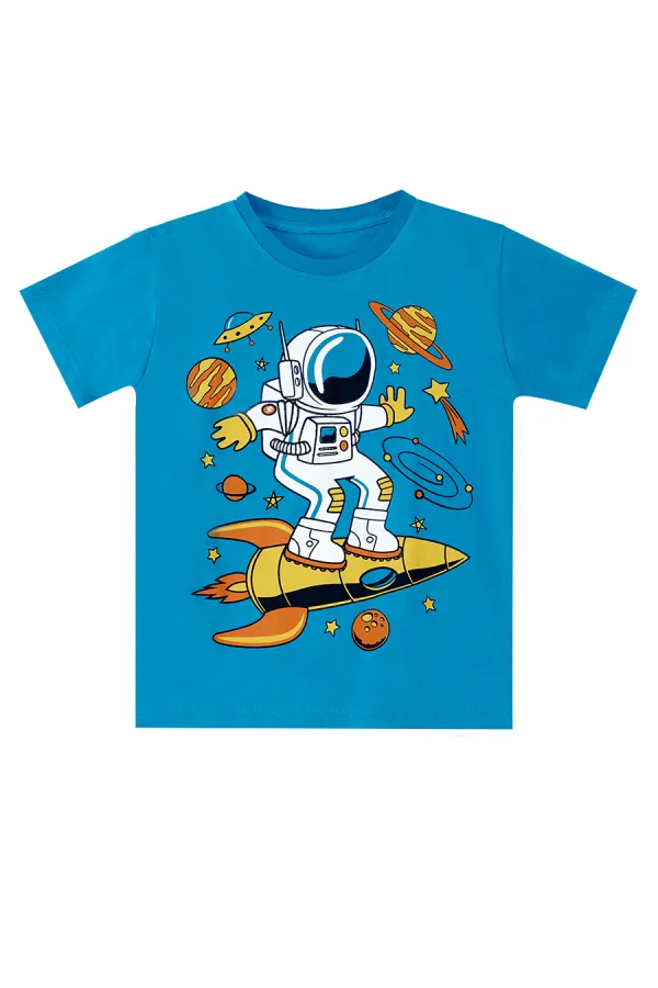 Astronot Erkek Çocuk T-shirt Kapri Şort Takım