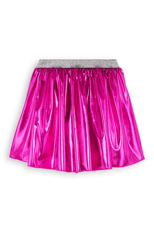 Girl's Dark Pink Metallic Shiny Skirt