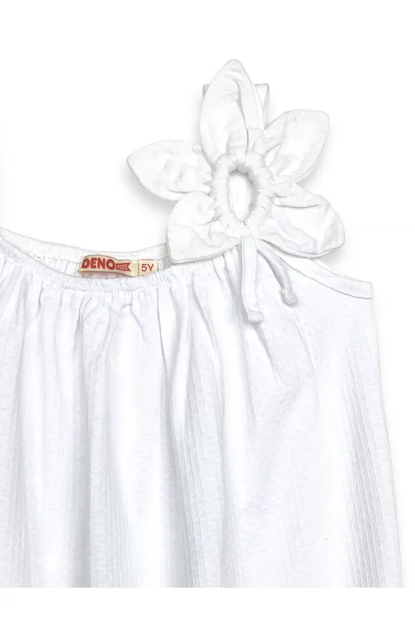 Robe blanche à manches fleuries pour fille