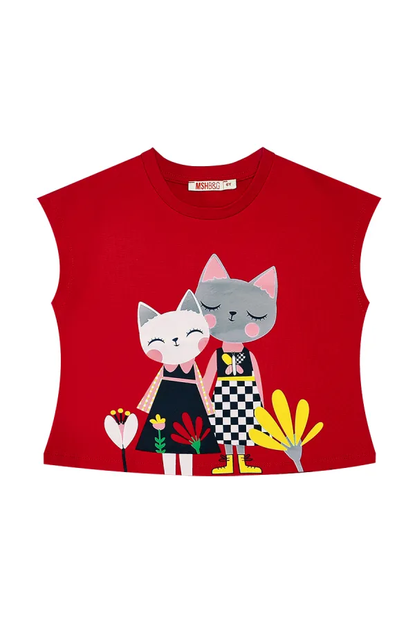 Ensemble T-shirt et jupe tutu en tulle « Meilleurs chats amis » pour fille