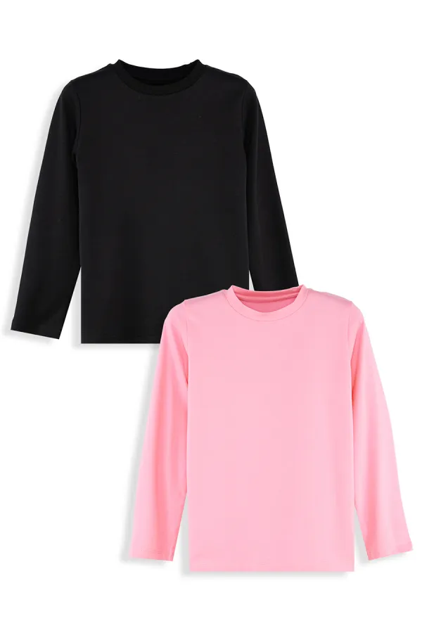 Lot de 2 t-shirts noirs et roses pour filles